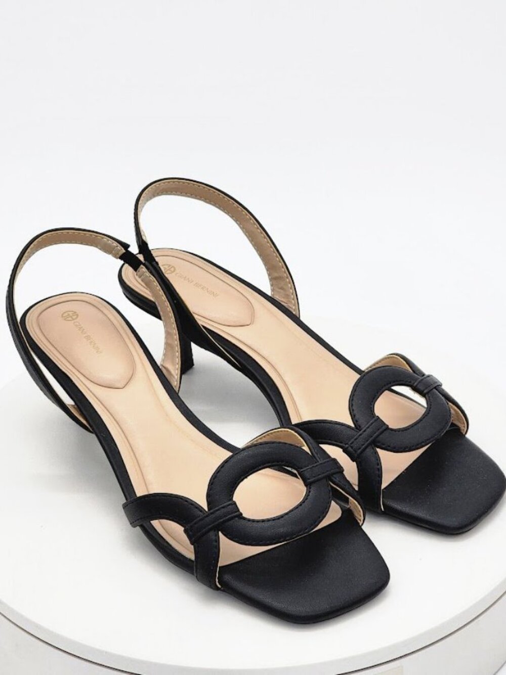 Giani Bernini Alana Black Slingback Kitten Heel Sandals Women’s Size 9 M New